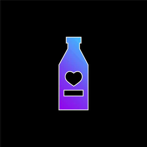 Botella de vino con corazón azul degradado icono de vector - Vector, imagen