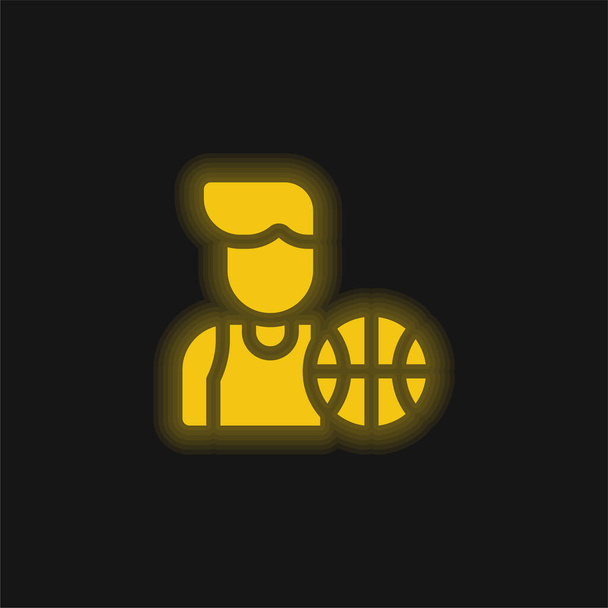 Basketball Player yellow glowing neon icon - Vector, Image