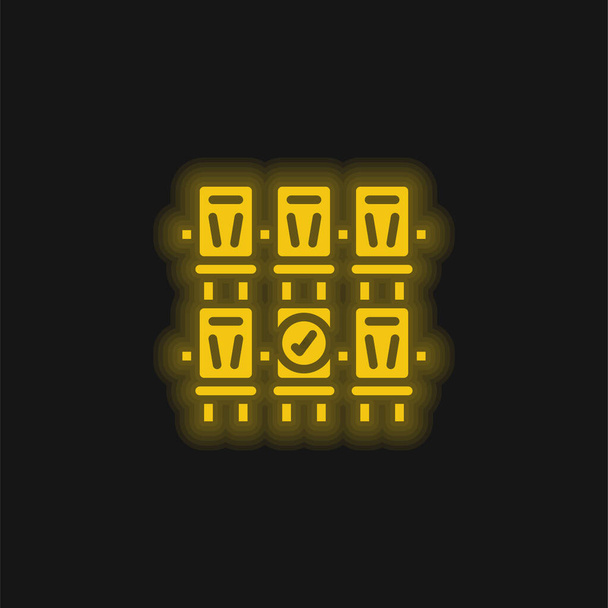 Boeking geel gloeiende neon pictogram - Vector, afbeelding