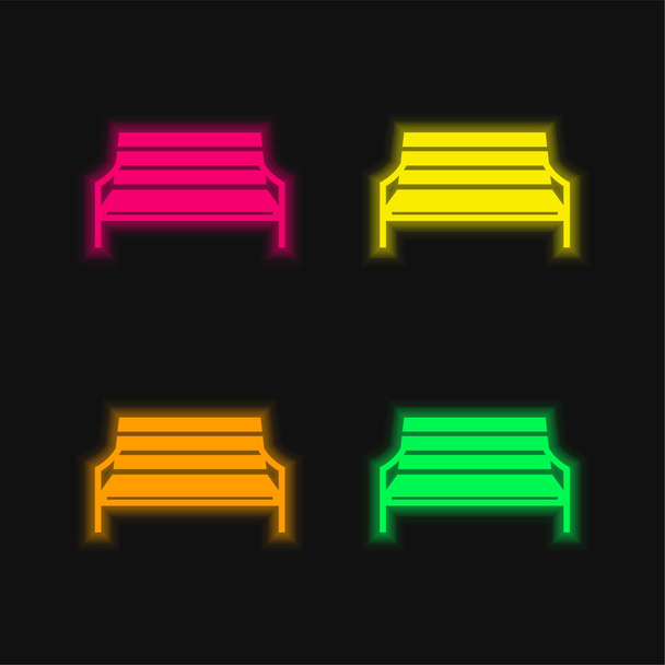 Πάγκος τεσσάρων χρωμάτων λαμπερό εικονίδιο διάνυσμα νέον - Διάνυσμα, εικόνα