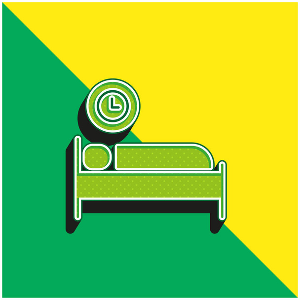 Bed Time Zöld és sárga modern 3D vektor ikon logó - Vektor, kép