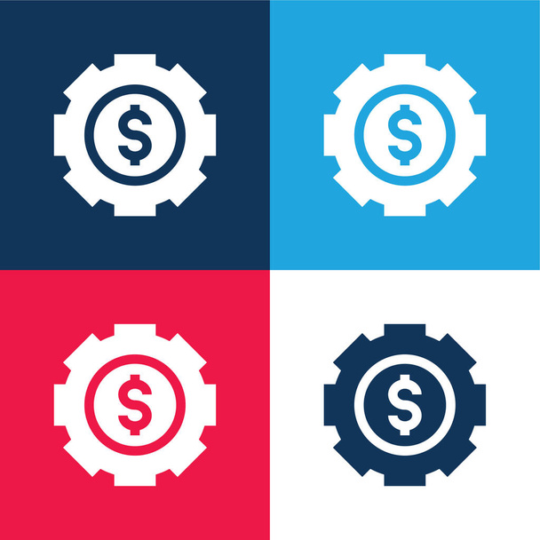 Управління активами синій і червоний чотири кольори мінімальний набір ікон - Вектор, зображення