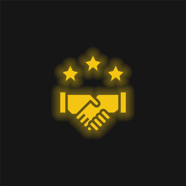 Agreement yellow glowing neon icon - Vector, Image
