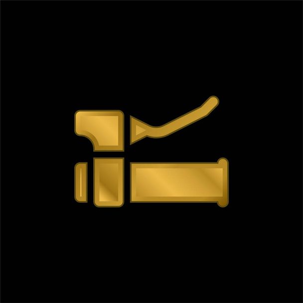 Brake gold plated metalic icon or logo vector - Vector, Image