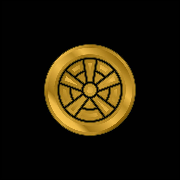 Alloy Wheel altın kaplama metalik simge veya logo vektörü - Vektör, Görsel