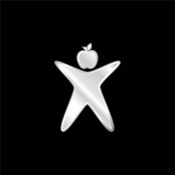 Applekids logotipo banhado a prata ícone metálico - Vetor, Imagem