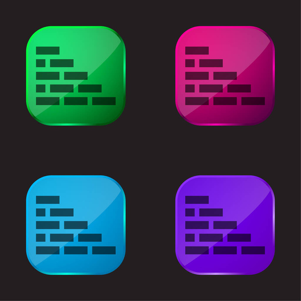 Brickwall icono de botón de cristal de cuatro colores - Vector, Imagen