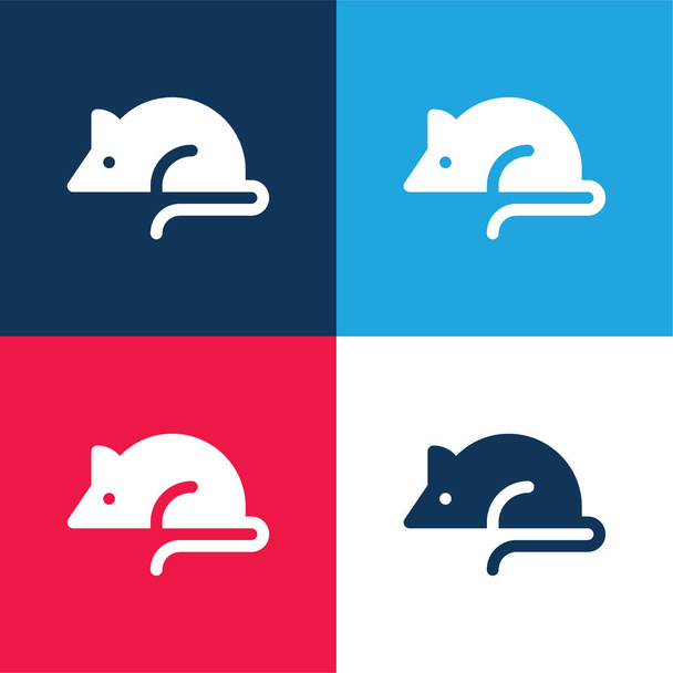 Animal Testing azul y rojo conjunto de iconos mínimo de cuatro colores - Vector, imagen