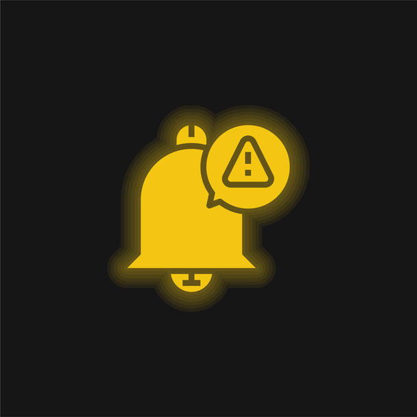 Alarm sarı parlayan neon simgesi - Vektör, Görsel