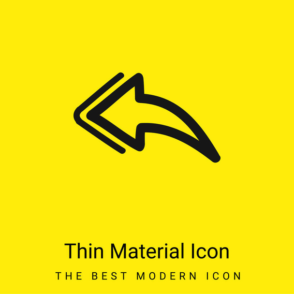 Atrás dibujado a mano Flecha mínimo icono de material amarillo brillante - Vector, imagen