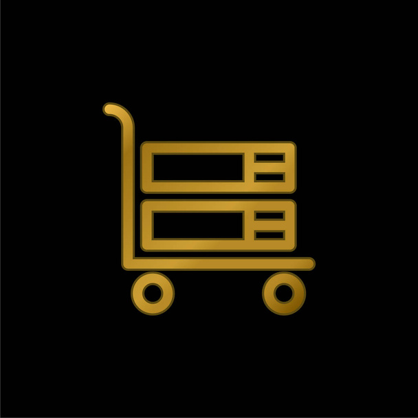 Big Cart gold plated metalic icon or logo vector - Vector, Image