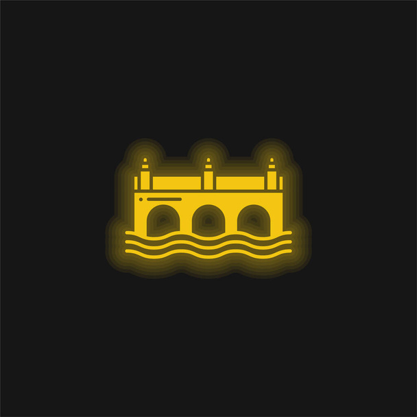 Ponte amarelo brilhante ícone de néon - Vetor, Imagem