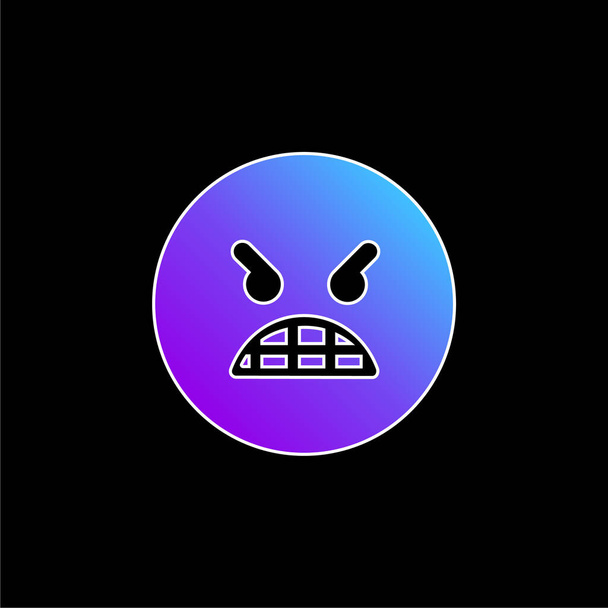 Emoticon irritado Cara ícone vetor gradiente azul - Vetor, Imagem