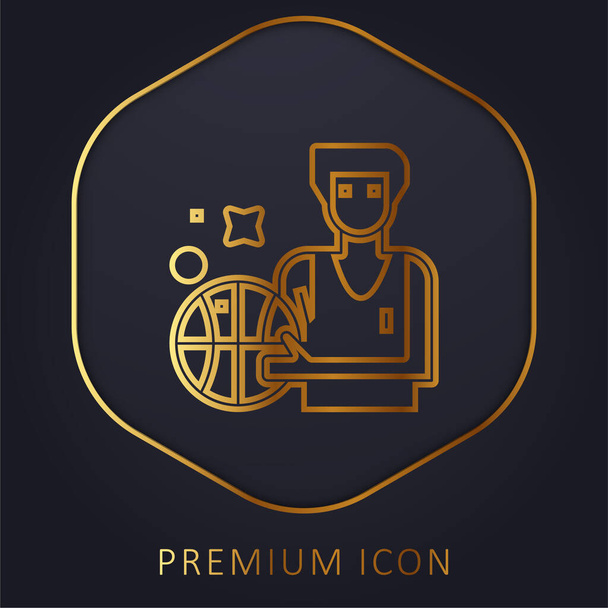 Kosárlabda arany vonal prémium logó vagy ikon - Vektor, kép