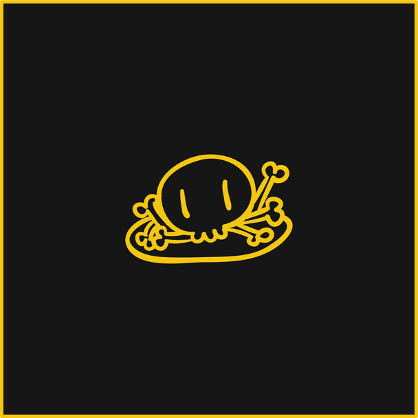 Кістки Купа жовта сяюча неонова іконка
 - Вектор, зображення