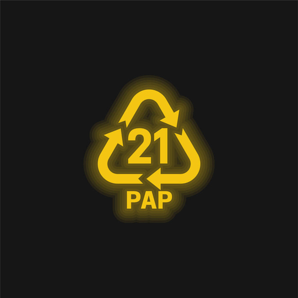 21 PAP geel gloeiend neon icoon - Vector, afbeelding