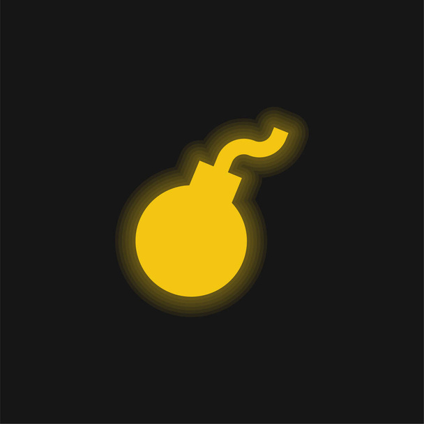 Pommi keltainen hehkuva neon kuvake - Vektori, kuva