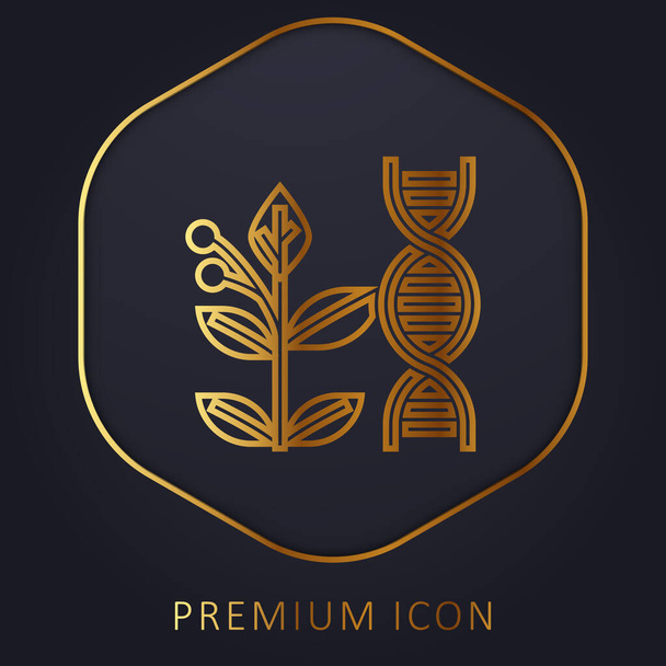 Biologia linha dourada logotipo premium ou ícone - Vetor, Imagem