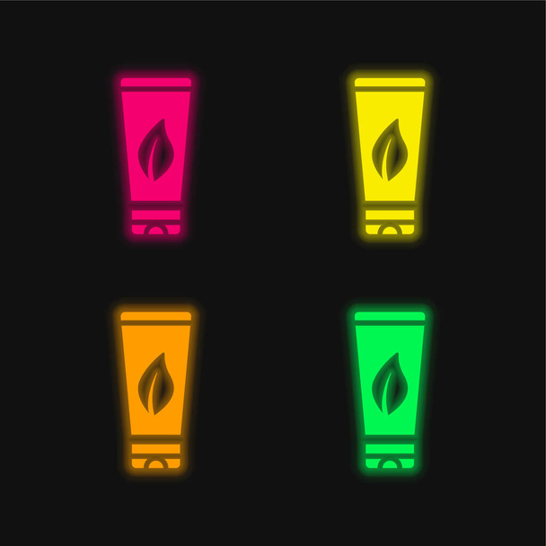 Тело Лосьон четыре цвета светящийся неоновый вектор значок - Вектор,изображение