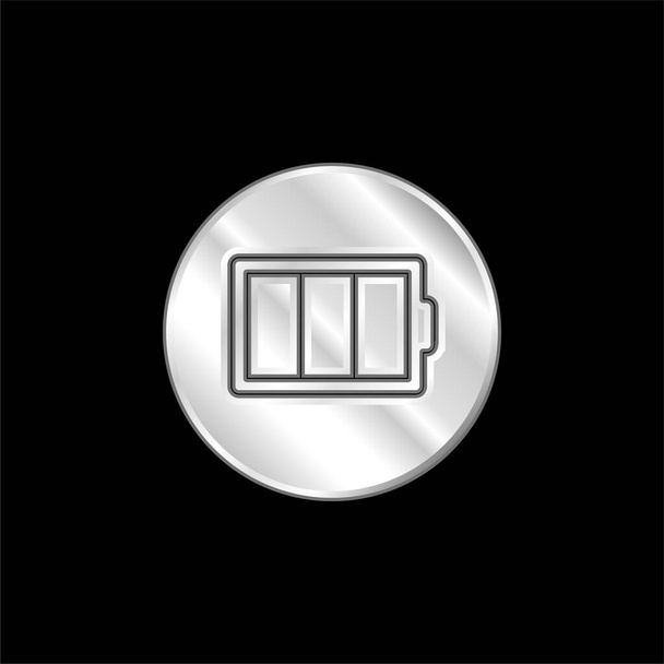 Obrys baterie v kroužku stříbrné pokovené kovové ikony - Vektor, obrázek