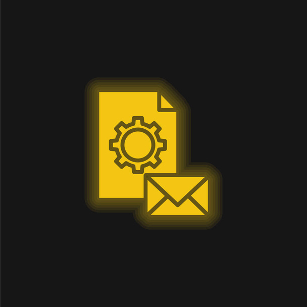 Márkás sárga izzó neon ikon - Vektor, kép