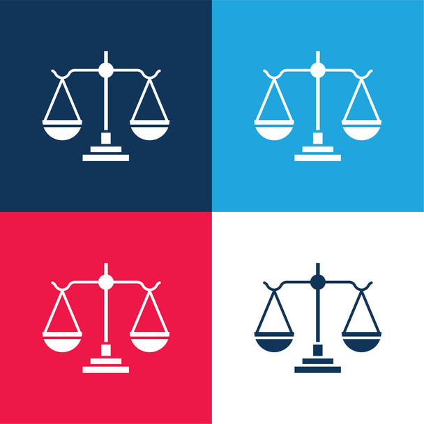 Egyensúly kék és piros négy szín minimális ikon készlet - Vektor, kép