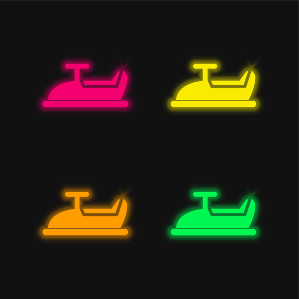 ベビーカーライド4色の輝くネオンベクトルアイコン - ベクター画像