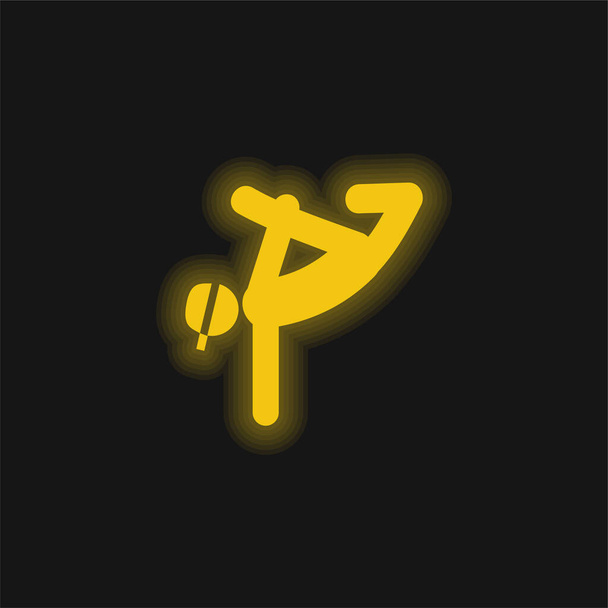 Breakdance dansçısı sarı parlak neon ikon - Vektör, Görsel