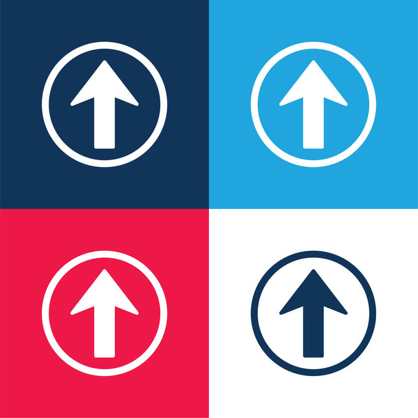 Seta para cima em um círculo azul e vermelho conjunto de ícones mínimos de quatro cores - Vetor, Imagem