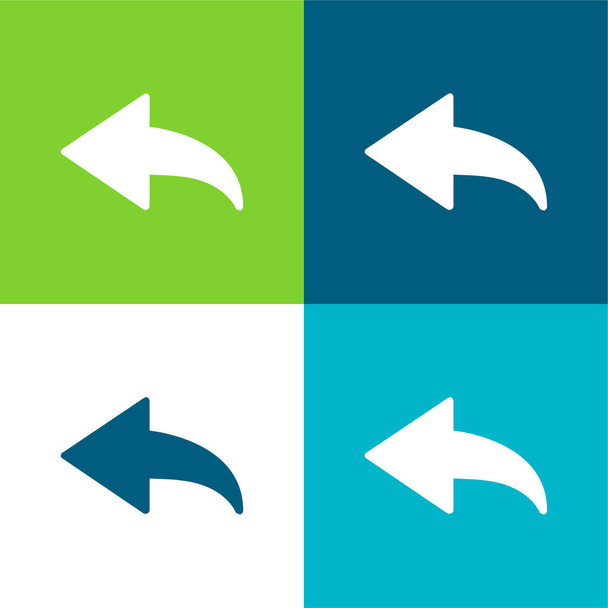 Flecha trasera Plano de cuatro colores mínimo icono conjunto - Vector, imagen