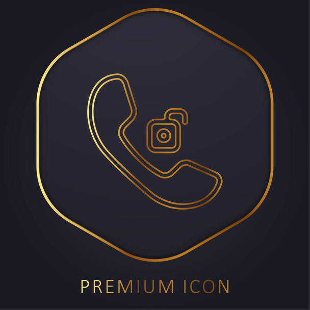 Auriculaire telefoon Ontgrendeld gouden lijn premium logo of pictogram - Vector, afbeelding