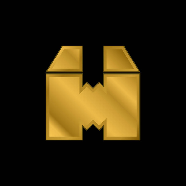 Krabička pozlacená kovová ikona nebo vektor loga - Vektor, obrázek