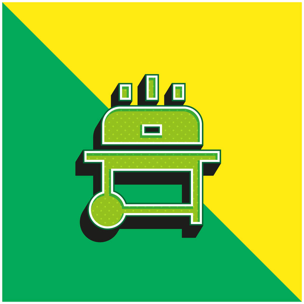 Bbq verde y amarillo moderno logotipo del icono del vector 3d - Vector, Imagen