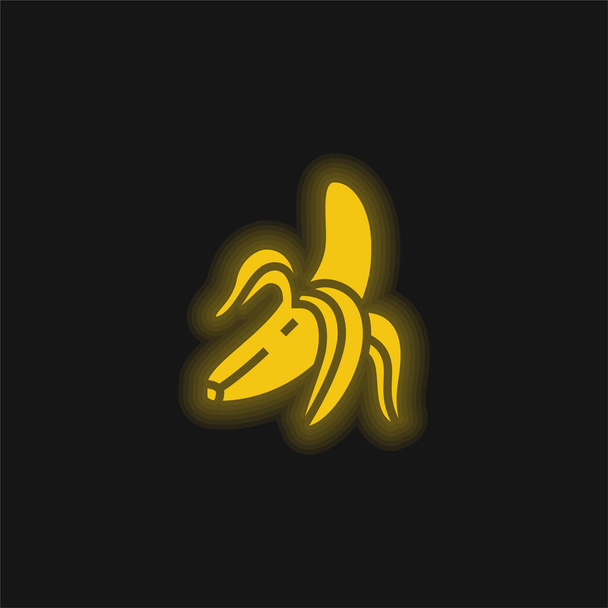 Bananowo-żółta świecąca neonowa ikona - Wektor, obraz