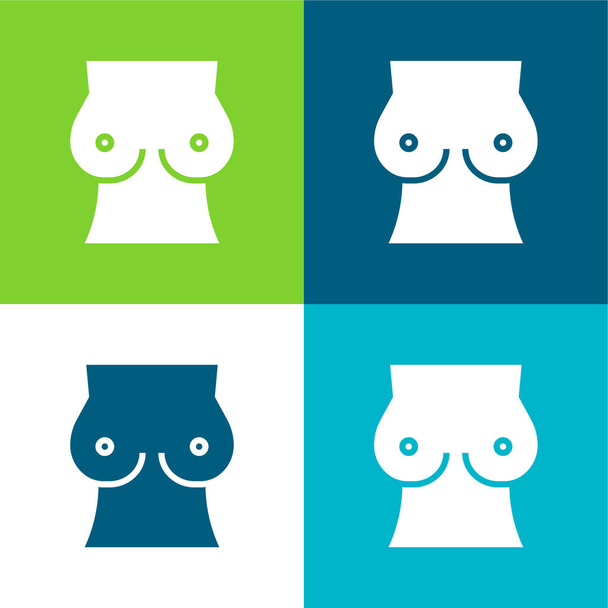 Breast Flat four color minimal icon set - Vector, Image
