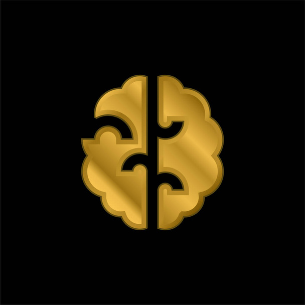 Brain gold plated metalic icon or logo vector - Vector, Image