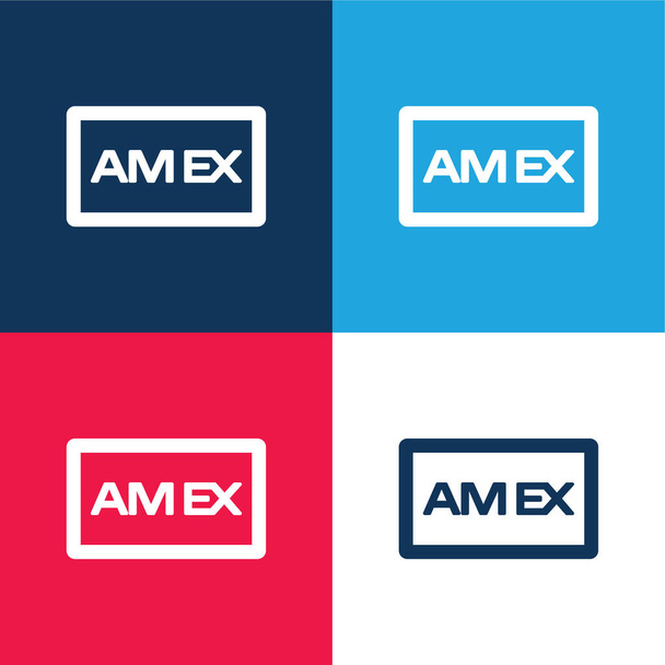 American Express Kirjaudu sininen ja punainen nelivärinen minimaalinen kuvakesarja - Vektori, kuva