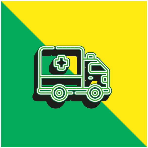 Ambulanza Logo icona vettoriale 3d moderna verde e gialla - Vettoriali, immagini