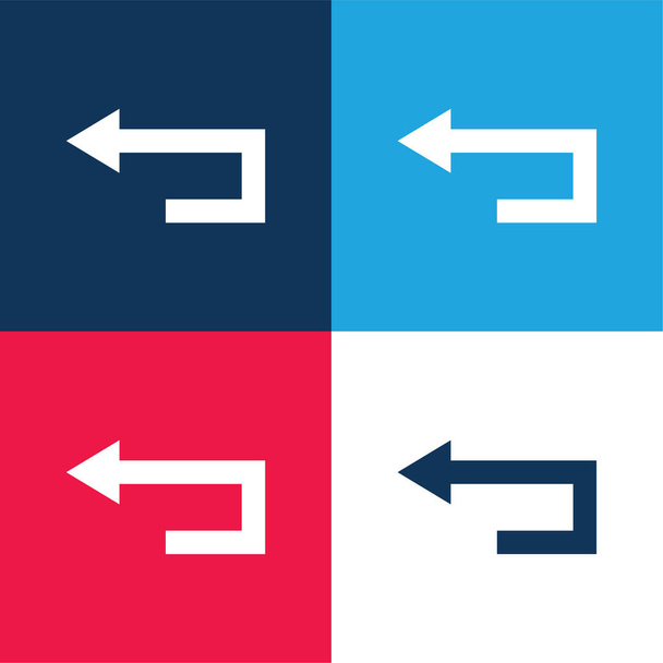 Terug Pijl blauw en rood vier kleuren minimale pictogram set - Vector, afbeelding