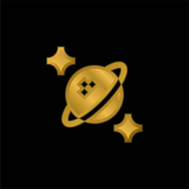 Astrofísica chapado en oro icono metálico o logo vector - Vector, Imagen