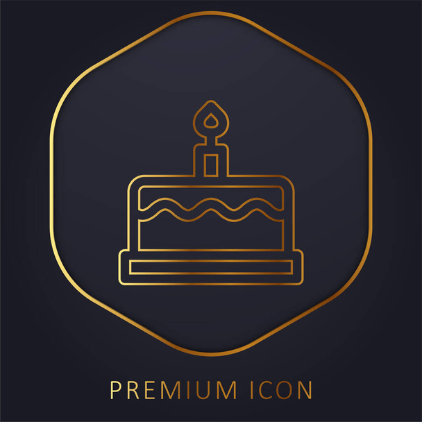 День рождения торт золотая линия премиум логотип или значок - Вектор,изображение