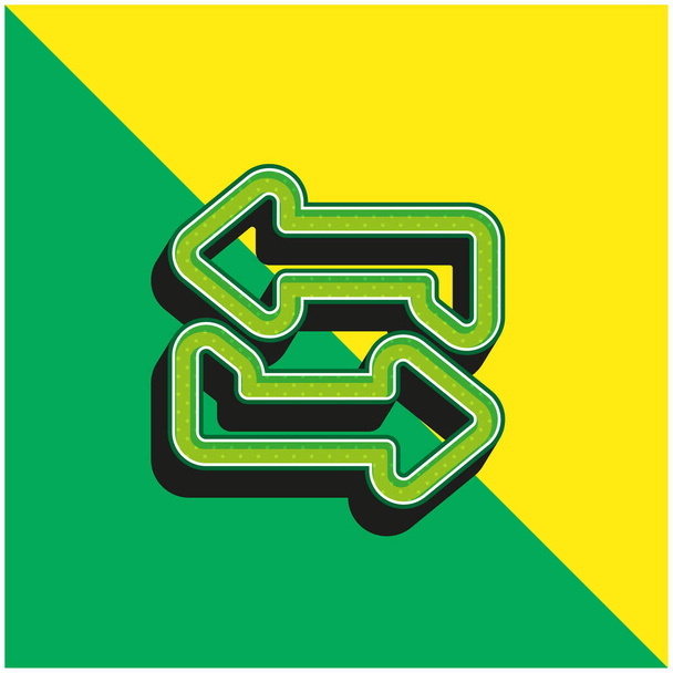 Arrows Outlined Couple Green and yellow modern 3d vector icon logo - Vector, Image