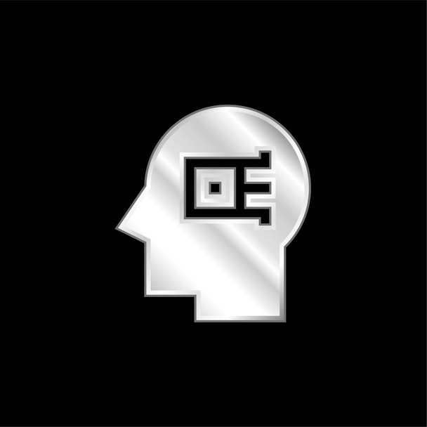 Umělá inteligence stříbrná pokovená ikona - Vektor, obrázek