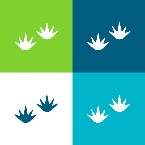 Bird Prints Flat four color minimal icon set - Vector, Image
