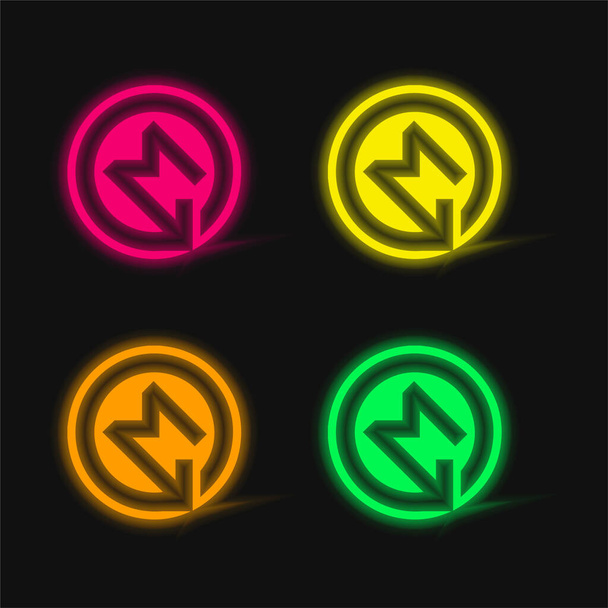 BKV Μετρό λογότυπο τέσσερις χρώμα λαμπερό νέον διάνυσμα εικονίδιο - Διάνυσμα, εικόνα