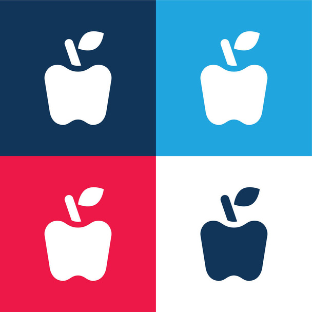 Apple modrá a červená čtyřbarevná minimální sada ikon - Vektor, obrázek