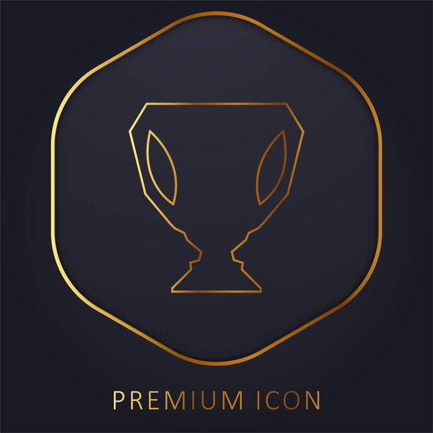 Big Cup Trophy Shape golden line premium logo or icon - Vector, Image