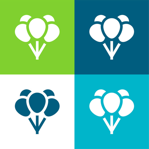 Globos Plano de cuatro colores mínimo icono conjunto - Vector, Imagen