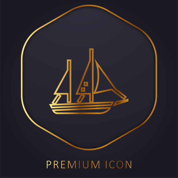 Σκάφος χρυσή γραμμή πριμοδότηση λογότυπο ή εικονίδιο - Διάνυσμα, εικόνα
