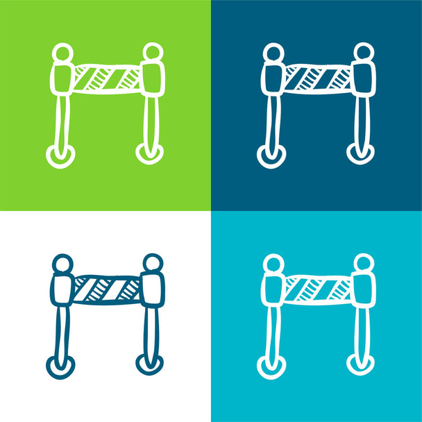 Outil de limite de construction de barrière Ensemble minimal plat d'icônes de quatre couleurs - Vecteur, image